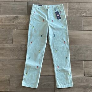 Vineyard Vines Boys Chino Pants with Embroidered Neon Surfboards